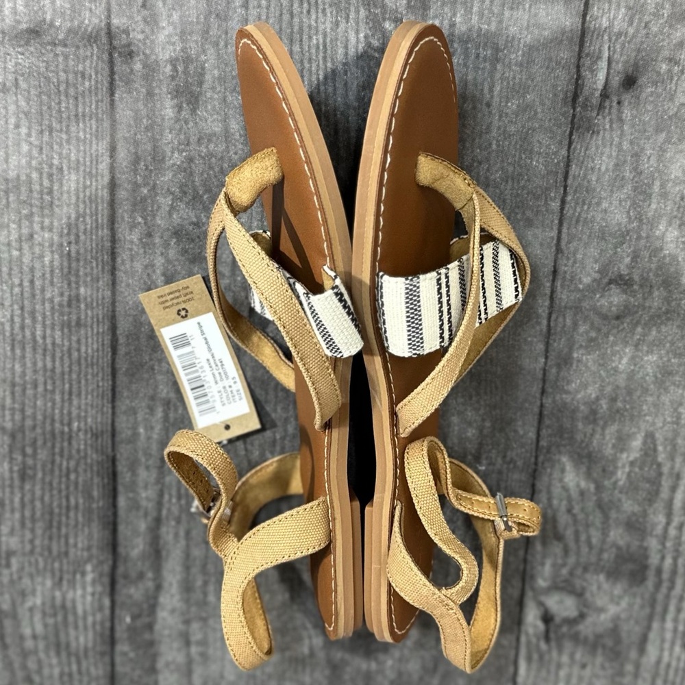 Tom’s Lexie Sandals in Doe Canvas/Global Stripe NWT - Picture 3 of 8
